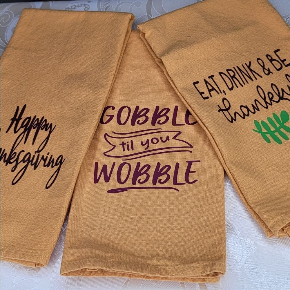 100% Cotton Honey Gold Thanksgiving Dish Towels